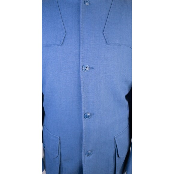 J. Peterman Men’s 3-Button Sport Coat Blazer Jacket Sz 42 Linen Blend Solid Blue - Picture 3 of 14